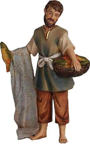 FADEDA Pescatore/altezza: 8 cm/dipinta a mano/personaggi fedeli ai dettagli, decorazione da tavolo di Natale accessori presepe