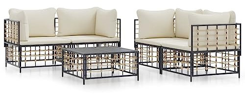 Makastle Gartenmöbel-Set Gartenlounge Sofa Outdoor Sitzgruppe Garten Lounge Set Balkon Sofa Polyrattan Gartensofa Balkonmöbel, Outdoor Lounge Sessel, Anthrazit