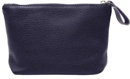FrasiBags Kulturbeutel aus echtem Leder, Kosmetiktasche für Damen, Kulturbeutel Damen, Kulturbeutel Klein, Kosmetiktasche Klein Made in Italy, Kosmetiktasche Damen, Blau