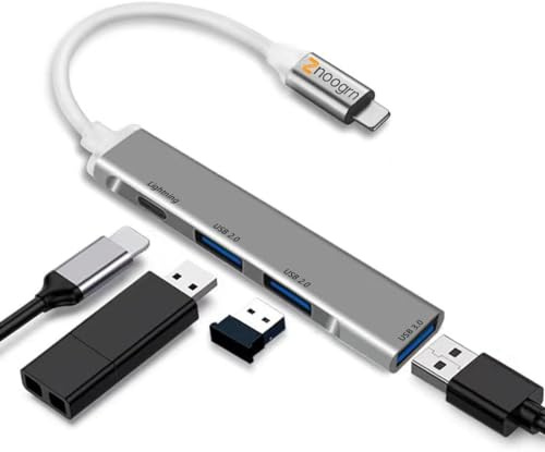 [Certificado Apple MFi] Hub Apple a USB, concentrador OTG USB 4 en 1 con 3 puertos USB y puerto de carga rápida para iPhone/iPad, compatible con portátil/unidad flash USB/teclado/ratón/tarjeta de