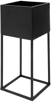 Spetebo Macetero de metal, XL, negro, con estructura, 32 x 14 cm, rectangular, con maceta, decoración para interiores, con maceta