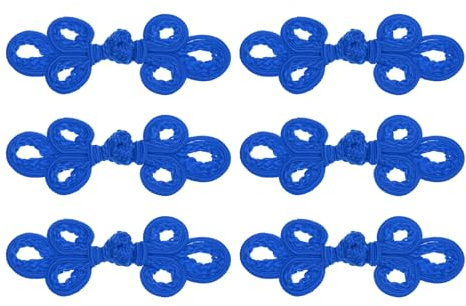 QUARKZMAN 6 Paar chinesische Knoten-Froschknöpfe Verschluss Blau Nähen Knöpfe Verschlüsse für DIY-Nähen Mäntel Umhänge Pullover Brautkostüm Outfit