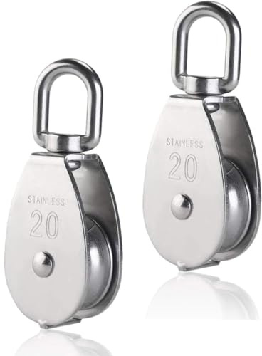 KGDUYC 2 Stück Edelstahl Umlenkrolle, 20mm Schwenkrolle, Shell Pulley Roller, M20 Pulley, Edelstahl Block Seilrolle, Tragfähigkeit 75kg