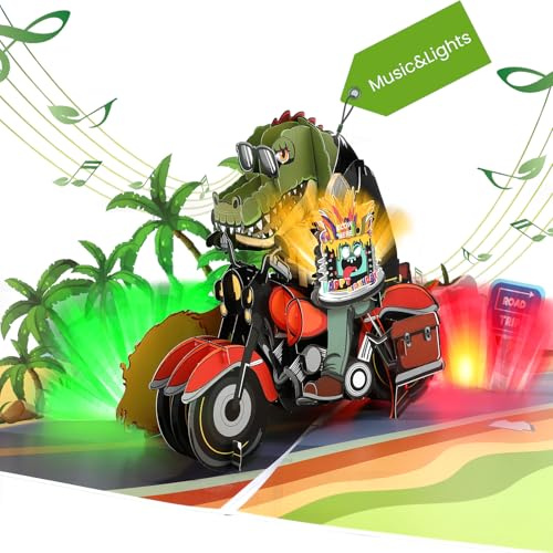 Geburtstagskarte mit Musik für Jungen, lustige 3D Krokodil Pop-Up Geburtstagskarte mit Licht & ausblasbarer Kerze, Happy Birthday Karte als Geschenk für Jungen, Mann, Männer, Kinder, Herren, Mädchen