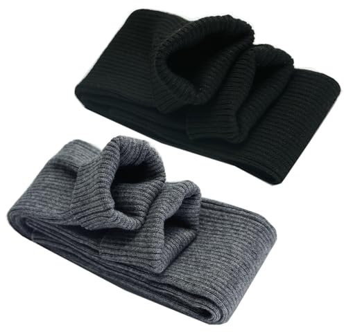 Lemoyoung Damen Kaschmir warme lange fingerlose Handschuhe Winter Armwärmer, 2 Paar, Schwarz und Dunkelgrau, 23.62/60CM