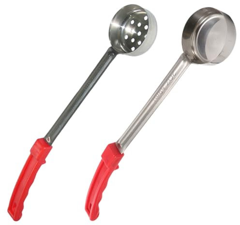 Cabilock Stainless Steel Pizza Sauce Spoon Set 2-Piece Portion Control Ladle (2 Ounce) Long Handle for Kitchen Use for Serving and Scooping Pizza Sauce