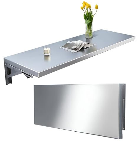 Schwebender Wandschreibtisch, Klapptisch, Edelstahl, Wandmontage, funktionaler Hängeschrank (60 x 40 cm)