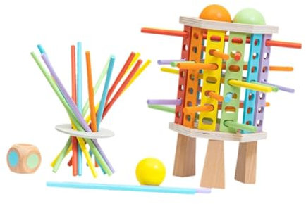 harayaa Buntes Holzstäbchen Spiel, Holzbrettspiel für 3, 4, 5 Und 6 Jährige Kleinkinder