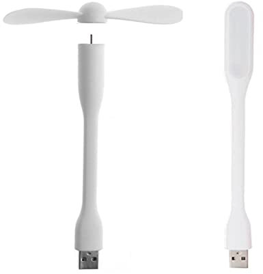 BCJMKDX Ventilateurs. Mini Ventilateur USB Flexible et Pliable, Ventilateur Portable et Lampe LED USB for l'alimentation(White)