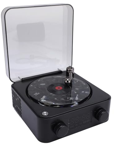 Bewinner Enceinte BT de Forme de Joueur Rétro BT, Haut-Parleur Stéréo avec Lumière de L'ondulation d'eau et Affichage de Temps, Petit Haut-Parleur sans Fil pour Chambre, Bureau, Fête