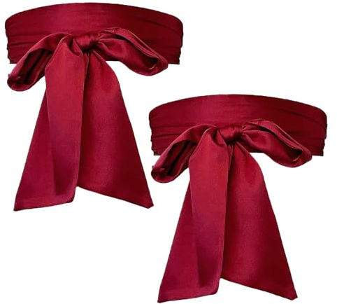 TUONYIS 2 bandas rojo, cinturón de cinta rojo largo de satén, suave para vestir, para boda, dama de honor, novia, rosso, talla única