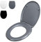 Fanmitrk Abattant de WC avec système d'abaissement automatique - Couvercle de toilette avec fermeture rapide - Avec 2 kits de montage pour montage en haut ou en bas - Duroplast ovale - Gris