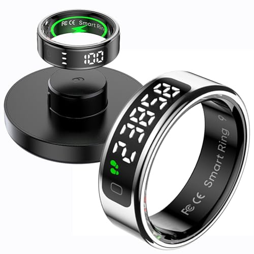 findtime Smart Ring Fitness Ring mit Display LED Anzeige Smartring Herren Damen Android iOS Schrittzähler Pulsmesser SpO2 Fitness Tracker Ring Schlaf Aktivitätstracker IP68 Tik Tok Scrolling Ring