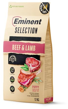 Eminent Selection Puppy – Natürliches Trockenfutter für Welpen | Rind & Lamm | Glutenfrei, leicht verdaulich & reich an Proteinen | Für gesundes Wachstum & Starke Abwehr (12 kg)
