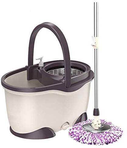 Mopa rotatoria， Sistema de limpieza de pisos 360 con mango ajustable de longitud extendida y 5 cabezales de trapeador de microfibra