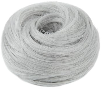 jianjunchaling syntetiska hårknutsförlängningar, elastiska släta hårgummin, hårdelar, chignon, munk, hög stickning, hårstycken för kvinnor hårponnytail för kvinnor flickor (ljus silver grå)