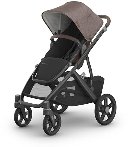 UPPAbaby Vista V3 Convertible Single-to-Double Stroller for Baby & Toddler, 30+ Configurations, Car Seat Compatible, All-Wheel Suspension, XL Basket – Owen (Mocha Mélange/Carbon Frame)
