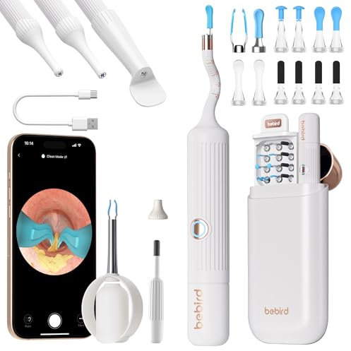 Bebird Pro Visual Ear Otoscope with Camera & Light, 1920P HD Ear Wax Removal Tool, Safe Gentle Ear Cleaner for Adults & Kids, Compatible with iOS Android,Includes 2-Y Warranty（White）