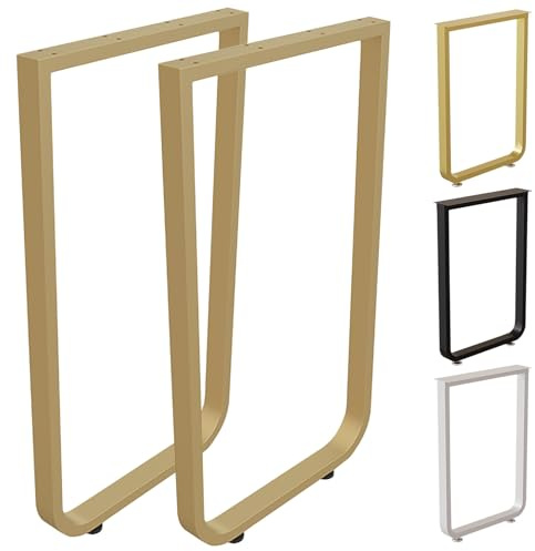 Tischbein Metall Möbelfüße Für Sitzbank, Quadrat Industrial Tischgestell Tischkufen Abgerundeter Boden, 2 Stück Ersatz Stützfüße Beine Für Couchtisch/Schränke/Stühle, Verstellbare Füße(Gold,40x72cm)
