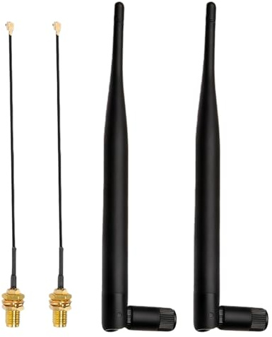 Lethra 2 pezzi Antenna WLAN, 2,4 GHz 6 dBi Gain, antenna RP-SMA maschio e cavo di prolunga femmina RP-SMA Omni SMA maschio antenna per router WiFi, PC desktop, adattatore USB, monitor fotocamera