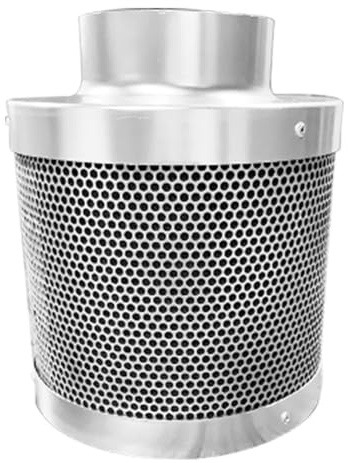 Lawnoval Filtro al carbone dell'aria per tende da coltivazione, 10 cm x 30 cm, in acciaio inossidabile, argento