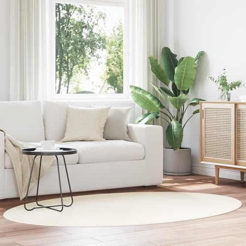 ZQQLVOO Huarte - Tappeto in lana ovale, 140 x 200 cm, base antiscivolo, resistente a pelo lungo, elegante rivestimento per pavimento per soggiorno e camera da letto, facile da pulire ed elegante