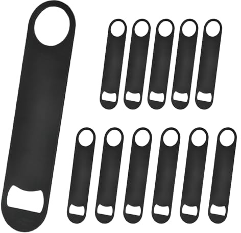 12 Stück Flaschenöffner Rohling, Bieröffner Flaschenöffner Lustig Barkeeper Bierflaschenöffner Schwarz Bottle Opener Edelstahl Bar Zubehör für Getränke Bier Pub