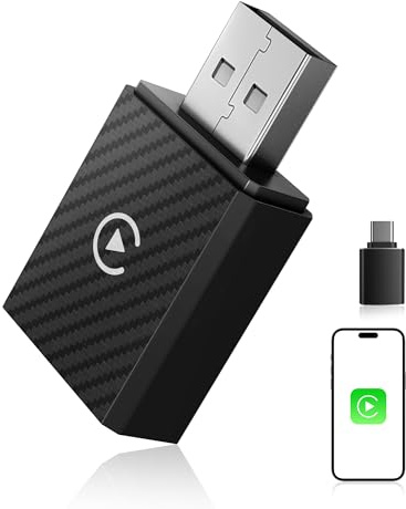 WityEye Adaptador CarPlay Inalámbrico, Bluetooth V5.4 Conexión Estable, WiFi 6 de Alta Velocidad, USB A/C, para Apple iPhone iOS 10+