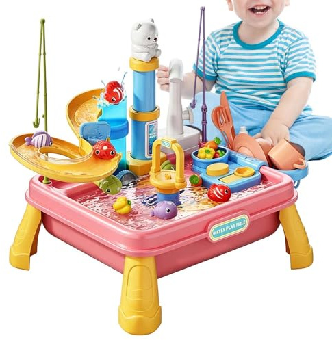 Wasser-Tisch für Draußen | Sensorische Aktivität im Garten mit Pumpe | Wasserspielstation - für und Mädchen von 4-8 Jahren, für Spielzimmer, Terrasse, Garten, Park