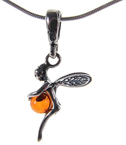Ciondolo pendente ambra naturale baltica e collana girocollo argento 925