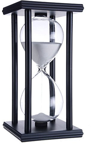 Lodunsyr Hourglass Timer for 60 Minutes Sandglass Timer for Kitchen Living Room Home Bedroom Party Festival School Game Sand Timer (Black Frame White Sand)