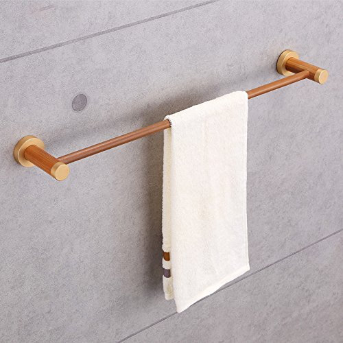 MiYan Bamboo Wall Mounted Bathroom Shelf Unit Towel Rail Rack Holder