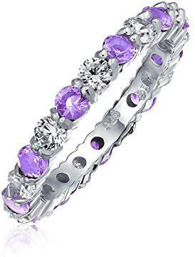 Zweifarbiger grüner Geburtsmonats-Farb-Stacking-Ewigkeitsring mit pavé-gefassten Cubic Zirkonia als Versprechenring für Frauen, Sterling Silber 3 mm