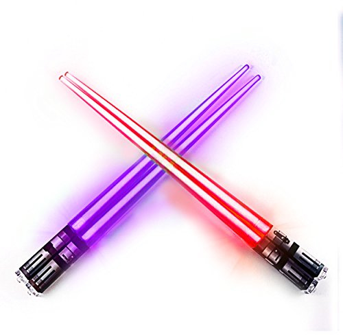 ChopSabers Lightsaber Led Light Up Chopsticks (2-Pairs, Purple & Red)
