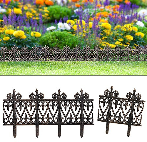 DEUBA® Bordure de Jardin Plastique 3,80m résistante intempéries UV Piquet Terre Parterre Plate-Bande délimitation Aspect Laiton Marron Bronze