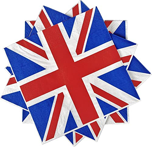 Party-Servietten, Motiv: Union Jack, Geschirr, Königskrönung, Partyzubehör, Sportveranstaltungen, Kneipen, Grillen, königliche Tischdekorationen, 60 Stück