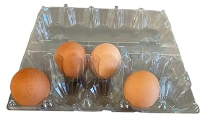 50 Behälter mit je 10 Eiern, aus transparentem Kunststoff, 100 % biologisch abbaubar.