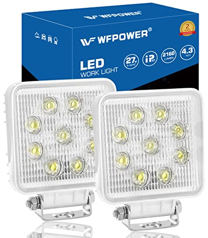 WFPOWER Boat Light 2 Pack, LED Marine Spotlights Waterproof, Deck Dock Flood Light Work Light for Boat Accessories Pontoon Fishing Truck SUV Off-Road 12V Square White