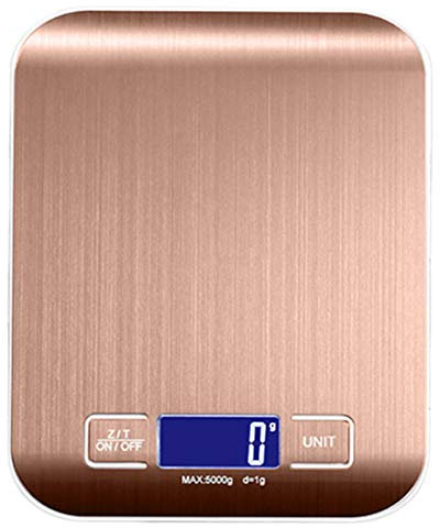NICEJW Balance De Cuisine à Texture En Métal Brossé 5/10 Kg Balance De Cuisine électronique Numérique Et De Précision Pour Pesage De Cuisson De Farine Alimentaire Rose-Doré Type de 5 kg