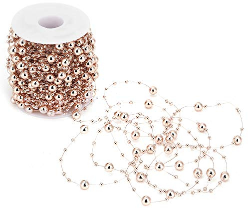 30M Perle Perlen Kette Roségold ABS Imitation Künstliche Perlen Schnur Perlen Kette zum Dekorieren Weihnachtsbaum DIY Craft Garland Hochzeit Mittelstücke Partyzubehör