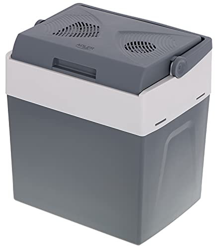 Adler AD 8078 Nevera Portátil Eléctrica de Viaje para Coche, Camping, 12V / 220V, Capacidad 28L, Refrigera, Mantiene el Calor, Modo Bajo Consumo, Gris