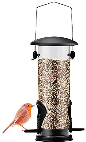 Comedero Colgante para Pájaros - Balcón y Exteriores, Gorriones y Aves Silvestres, Negro