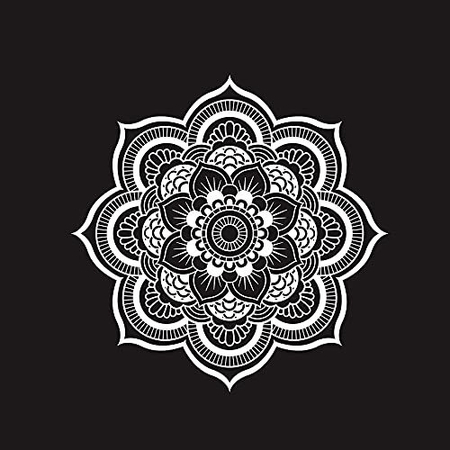 HHF-1 Autoaufkleber Mandala Blume, Weiß, Vinyl, Floral, Geblümt, für Fahrzeuge, 1 Stück, Oval, 50*50 cm breit