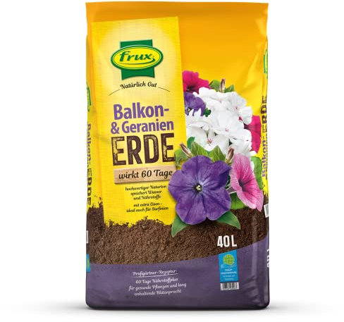 Frux Balkonblumen- & Geranienerde - mit extra Eisen, 40l, Balkonblumenerde, Blumenerde, Balkonerde, Geranienerde