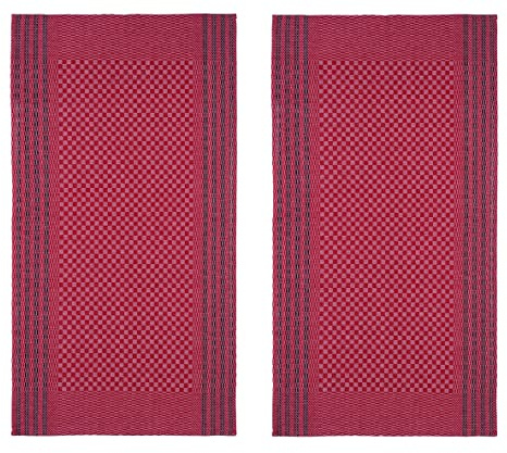 WESTCRAFT Hochwertige Grubentücher - Grubentuch Halbleinen 50 x 100 cm kariert, Verschiedene Designs Geschirrtücher, Trockentücher, Geschirr-Handtuch 51 Prozent Leinen 49 Baumwolle (2er-Set schwarz)