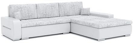Sofini Ecksofa Toronto 240/200 mit schlaffunktion. Eckcouch mit Bettkästen. Best möbel! Hit Schlafcouch für das Wohnzimmer. L-förmig, Decorative Kissen. (Lawa 9+ Soft 17 Rechts)
