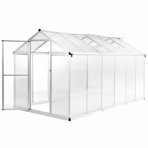 Gecheer Gewächshaus Treibhaus Frühbeet Tomatenhaus Folientunnel Pflanzenhaus Aluminium 362 x 190 x 195 cm 13,41 m³