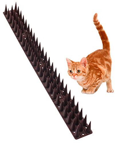 MOHTA White Brown Green Cat Scat Mat with Spikes, Plastic Long Cat Spike Strip for Windowsill, Outdoor Bird Raccoon Dog Cat Repellent for Pee (Color : Brown, Size : 8 pcs)