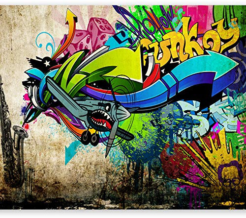 murando - Vlies Fototapete Graffiti 350x256cm - Foto Tapete Schlafzimmer Wohnzimmer Moderne Vliestapete XXL Wandtapete Motivtapeten 3d Effekt Wand Dekoration - Street Art Mural Betonoptik bunt