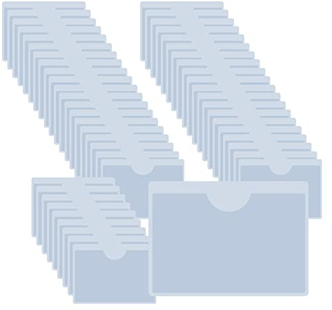 XINGSUI 50 Stück Selbstklebetaschen transparent, Selbstklebetasche,für Büro | PVC, 5 × 7cm, transparent, mit selbstklebender, Öffnung oben, Querformat, zur Aufbewahrung von Papier,Karteikarten,Fotos usw.